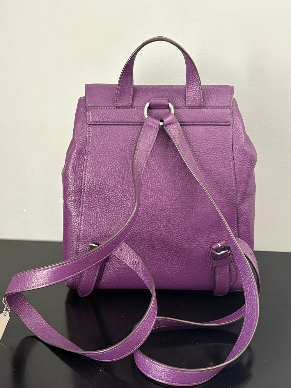 COACH Kleo Backpack Purple Pebble Leather/ Silver Hardware/ Adj Straps ~ C5648 - Picture 7 of 14